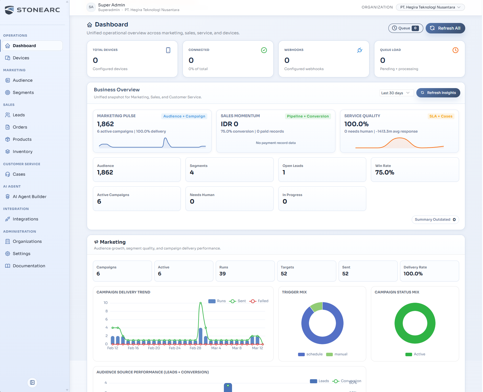 Stonearc inbox and sales workspace